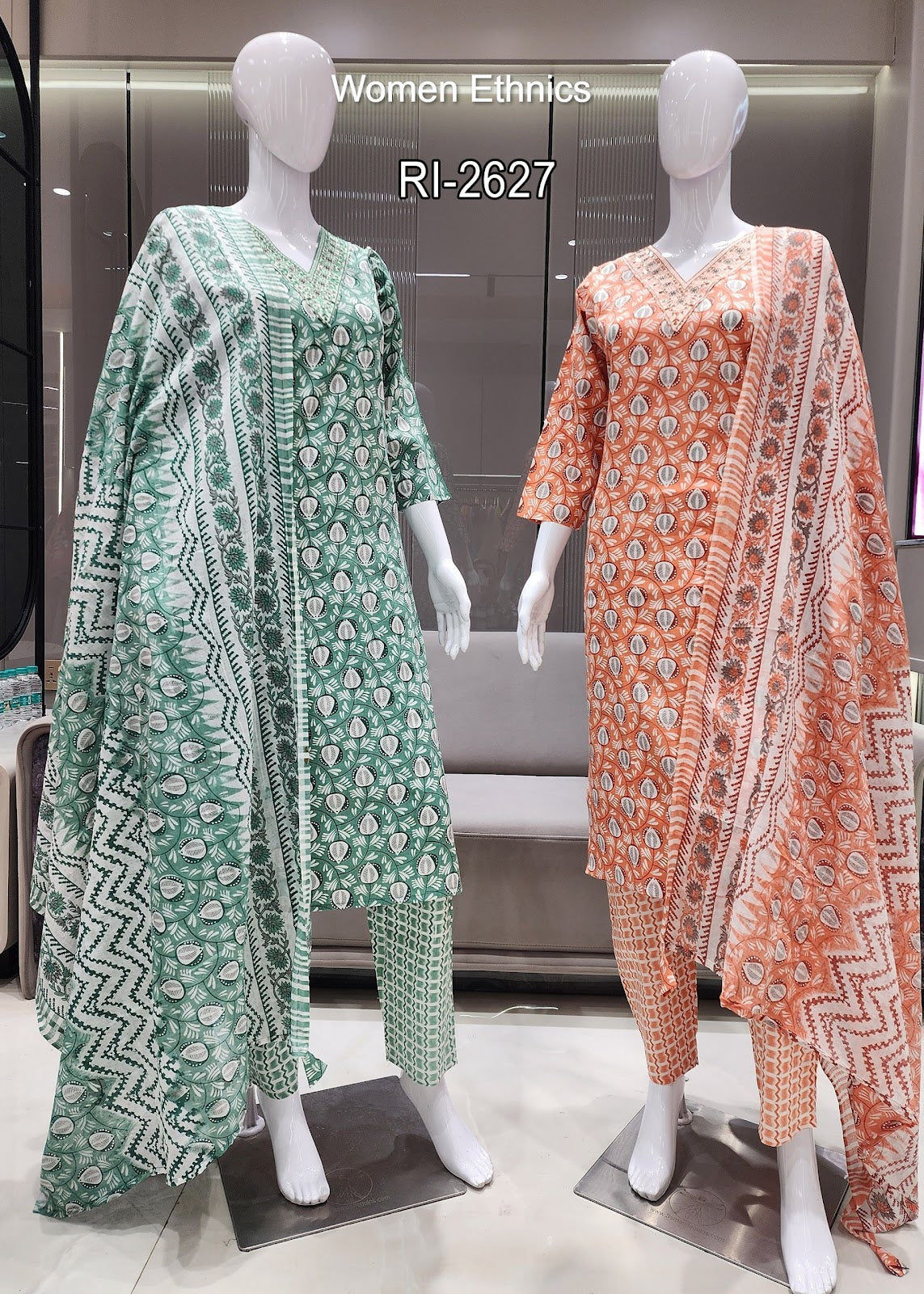 Design 050525 Women Ethnics Slub Readymade Cotton Pant Suits Exporter Gujarat