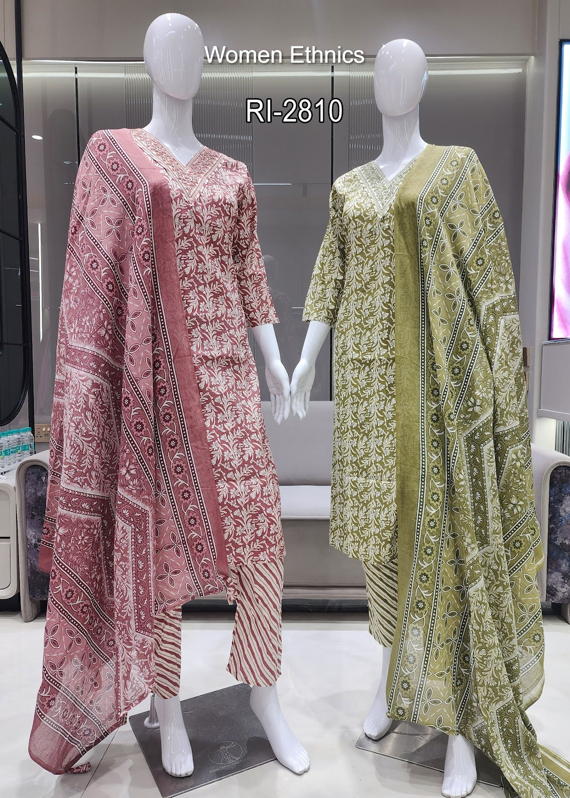 Design 050525 Women Ethnics Slub Readymade Cotton Pant Suits Exporter Gujarat