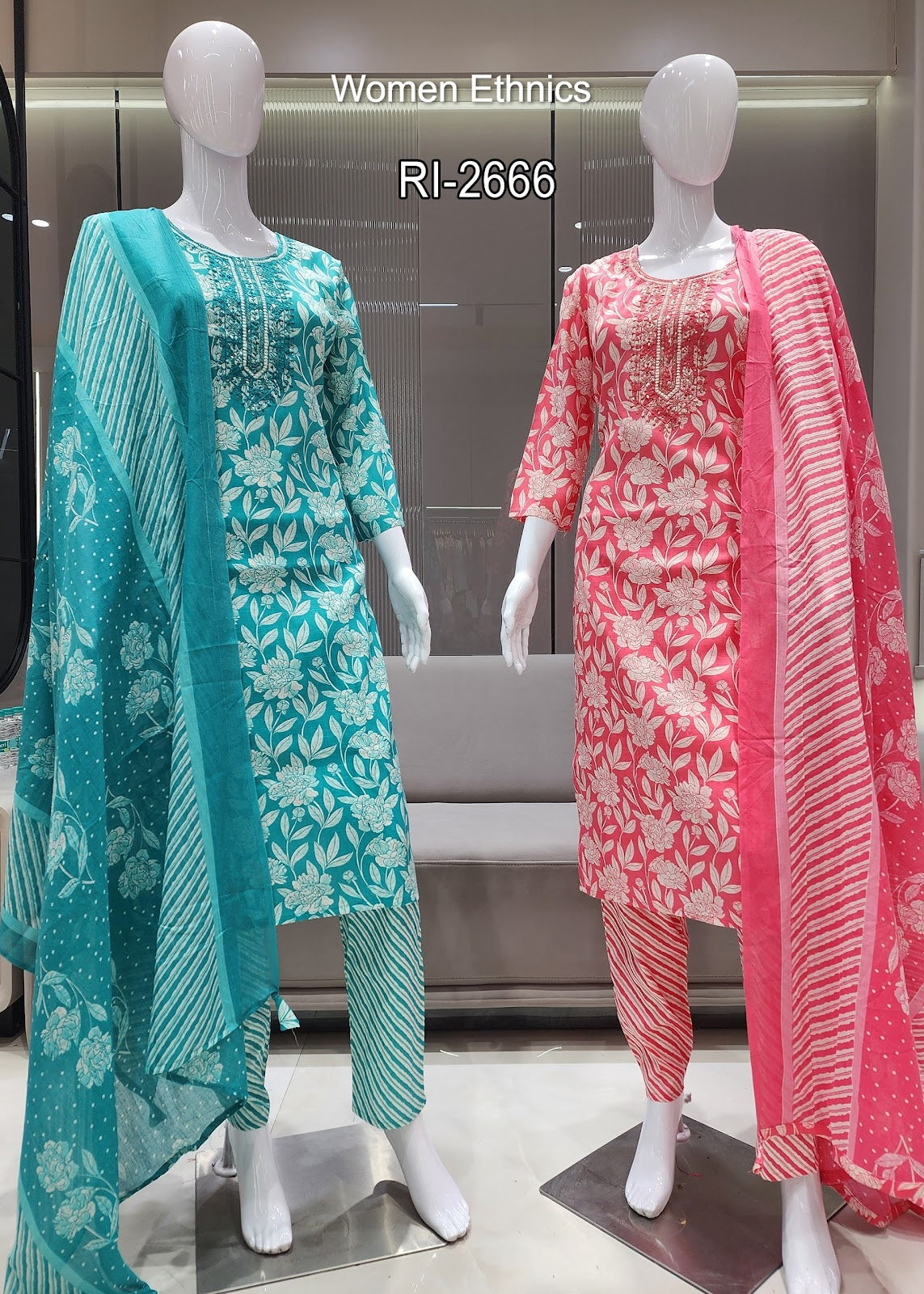 Design 050525 Women Ethnics Slub Readymade Cotton Pant Suits Exporter Gujarat