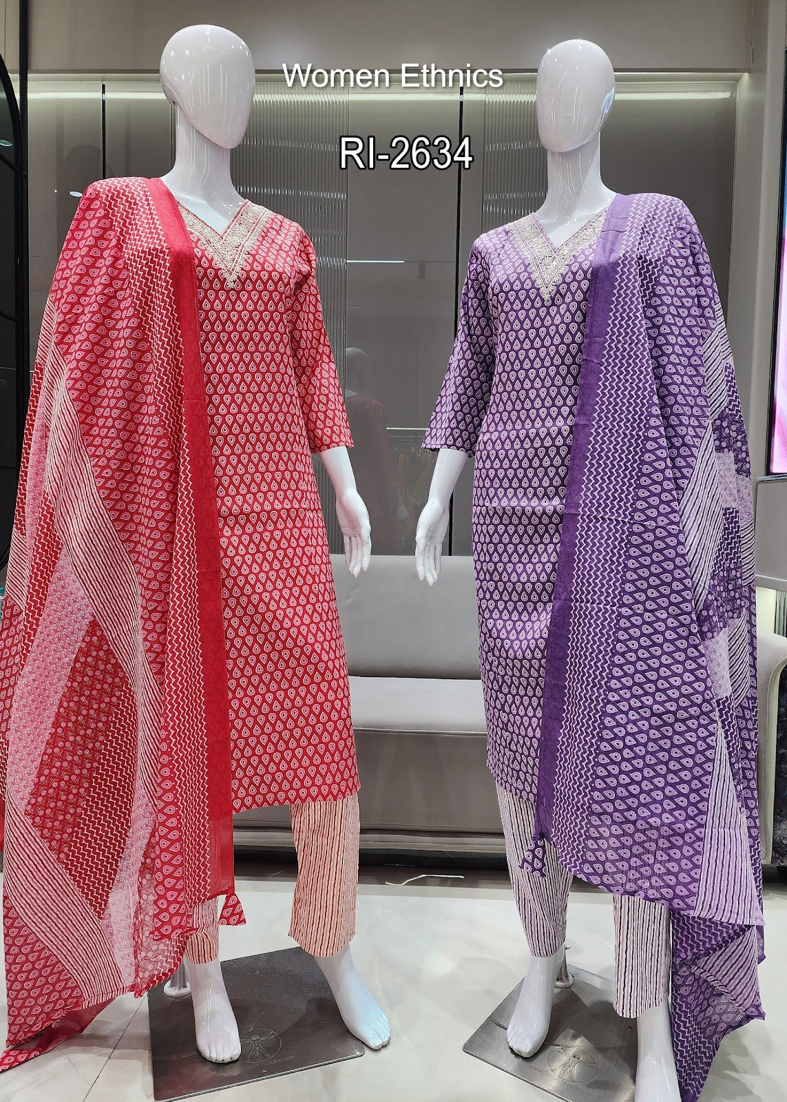 Design 050525 Women Ethnics Slub Readymade Cotton Pant Suits Exporter Gujarat