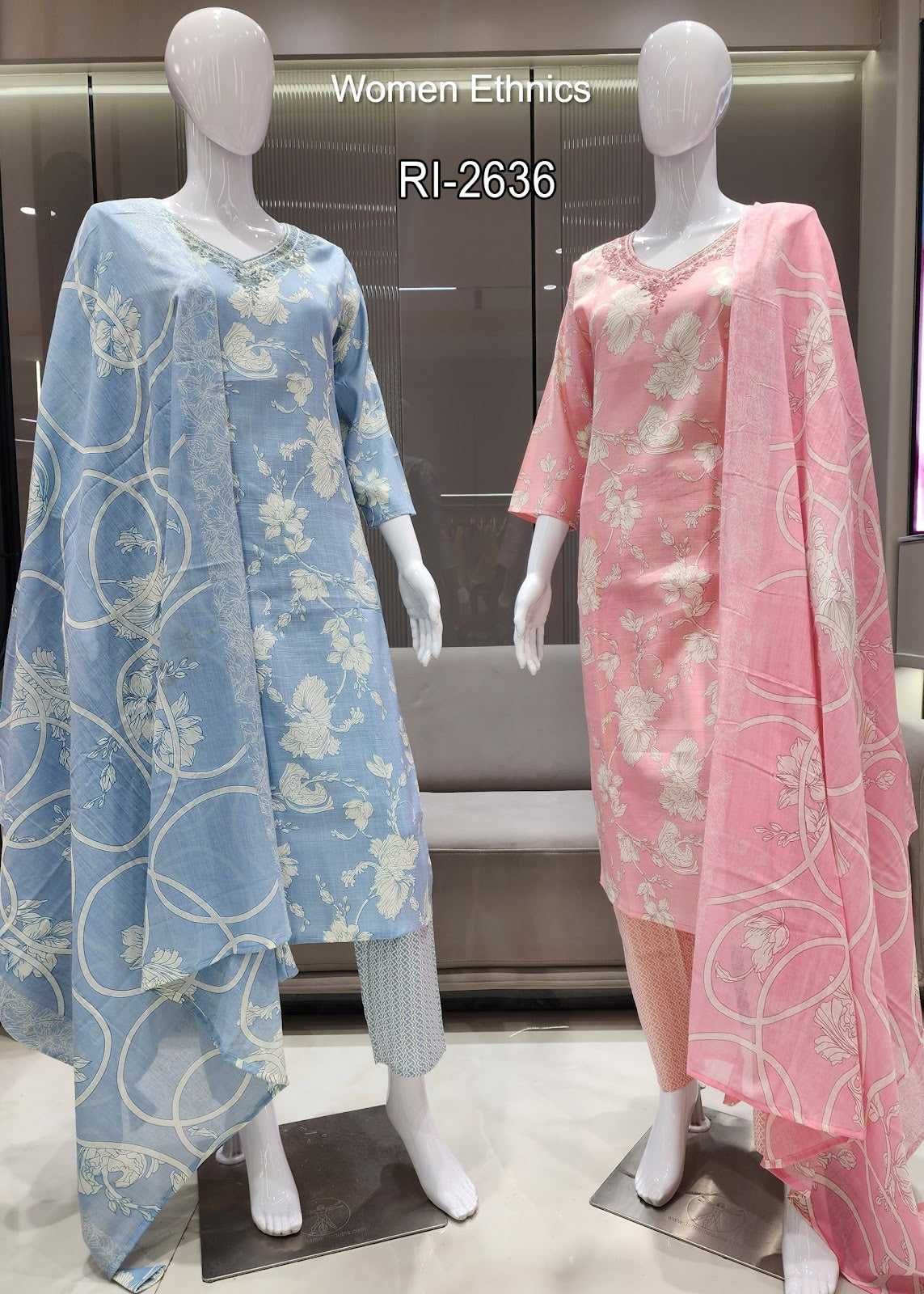 Design 050525 Women Ethnics Slub Readymade Cotton Pant Suits Exporter Gujarat