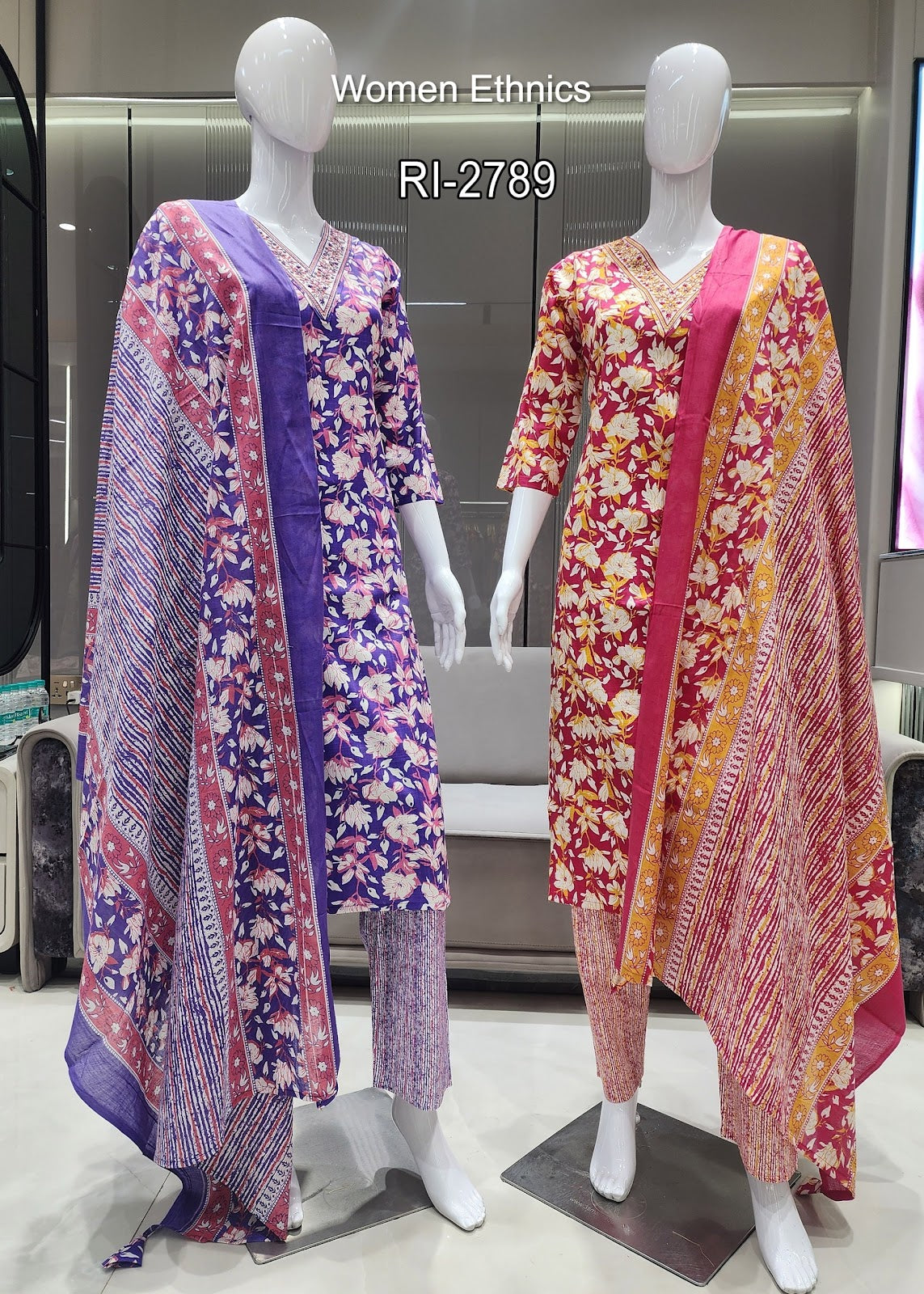 Design 050525 Women Ethnics Slub Readymade Cotton Pant Suits Exporter Gujarat