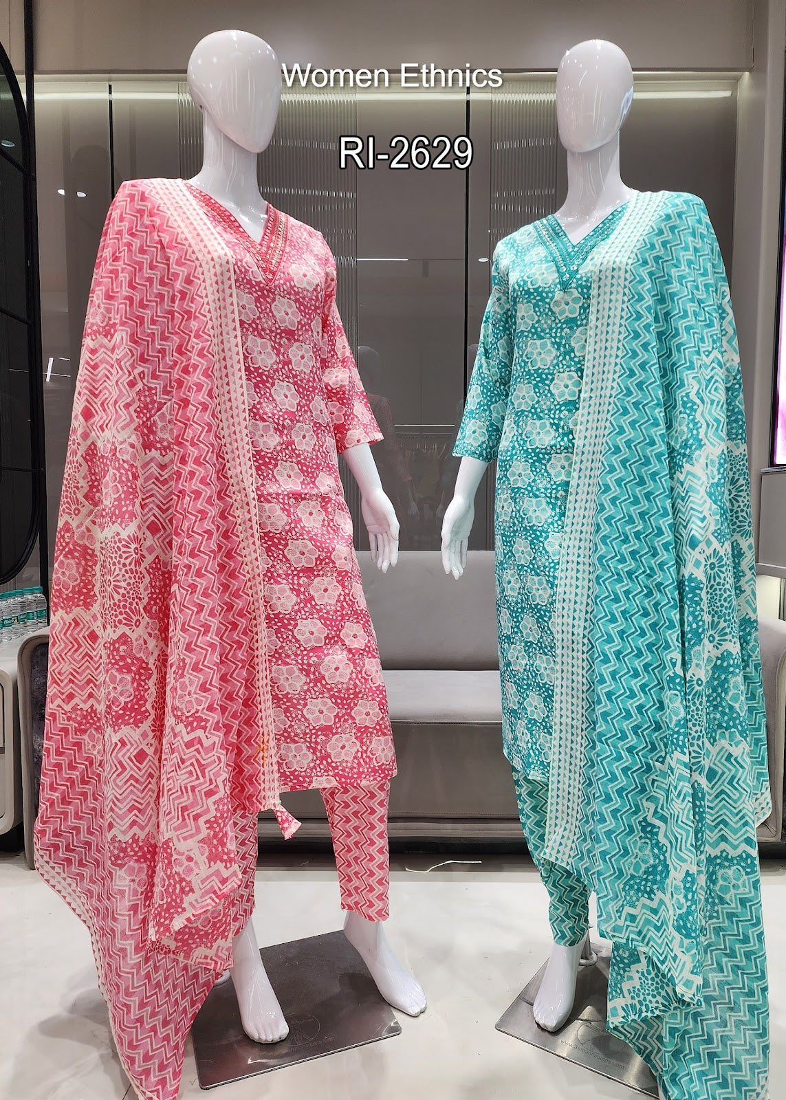 Design 050525 Women Ethnics Slub Readymade Cotton Pant Suits Exporter Gujarat