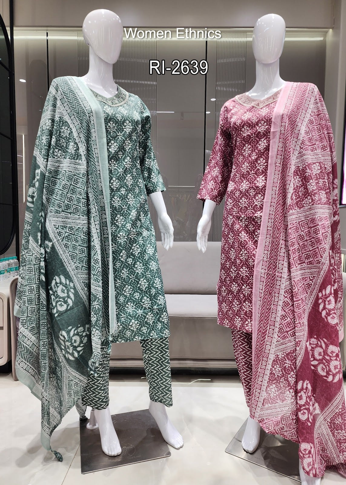 Design 050525 Women Ethnics Slub Readymade Cotton Pant Suits Exporter Gujarat