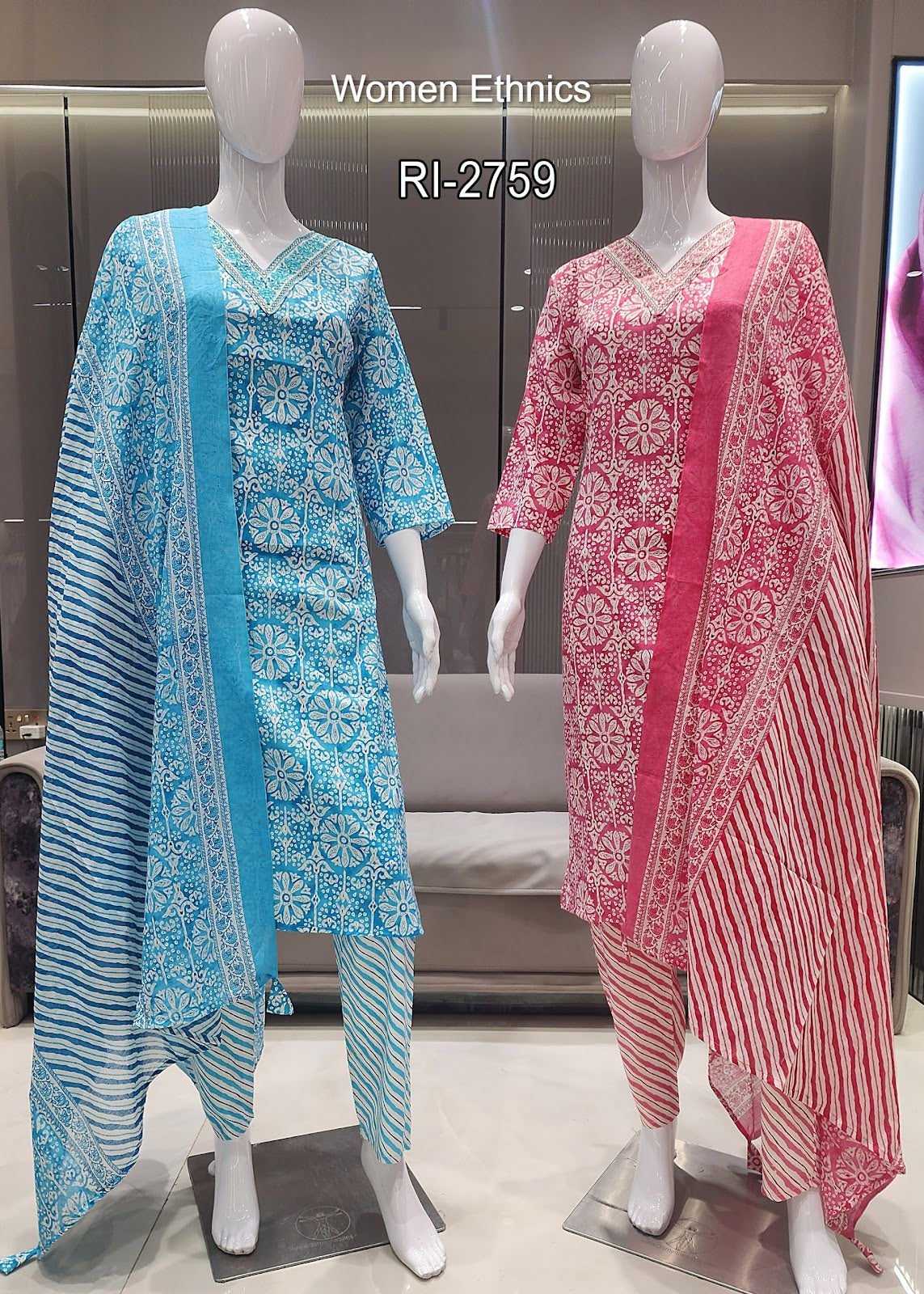 Design 050525 Women Ethnics Slub Readymade Cotton Pant Suits Exporter Gujarat