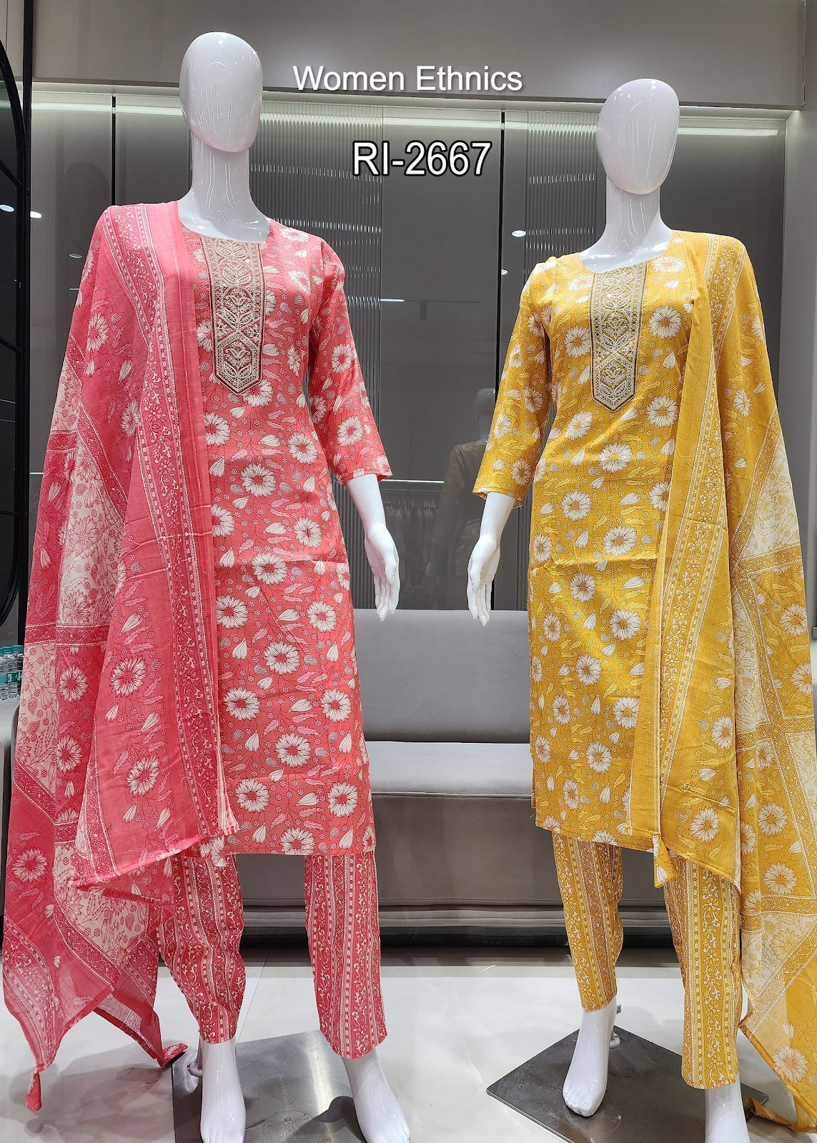 Design 050525 Women Ethnics Slub Readymade Cotton Pant Suits Exporter Gujarat