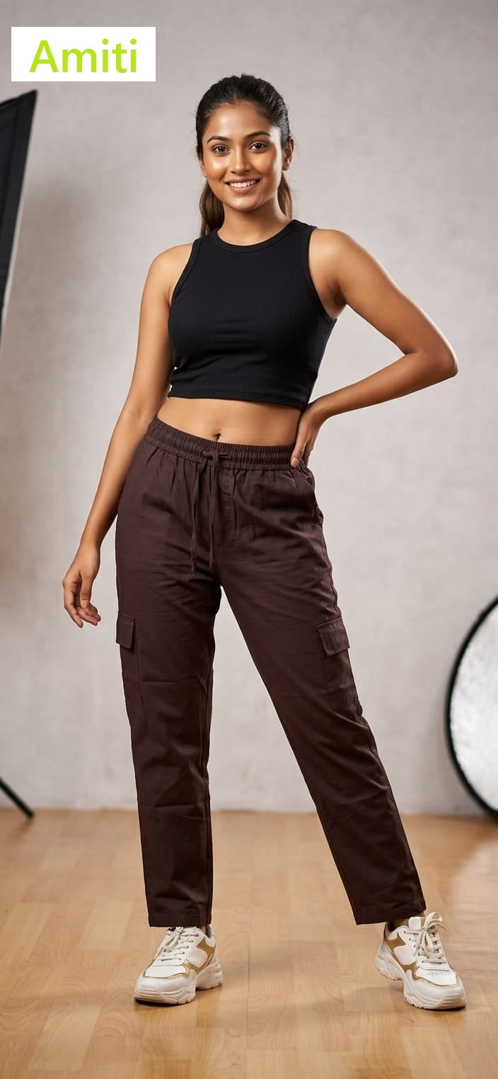 Design 050626 Amiti Cotton Women Cargo Pants Manufacturer Ahmedabad
