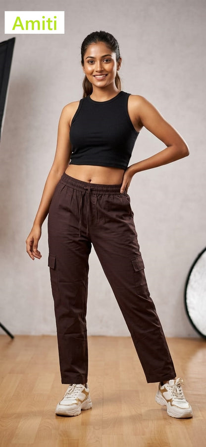 Design 050626 Amiti Cotton Women Cargo Pants Manufacturer Ahmedabad