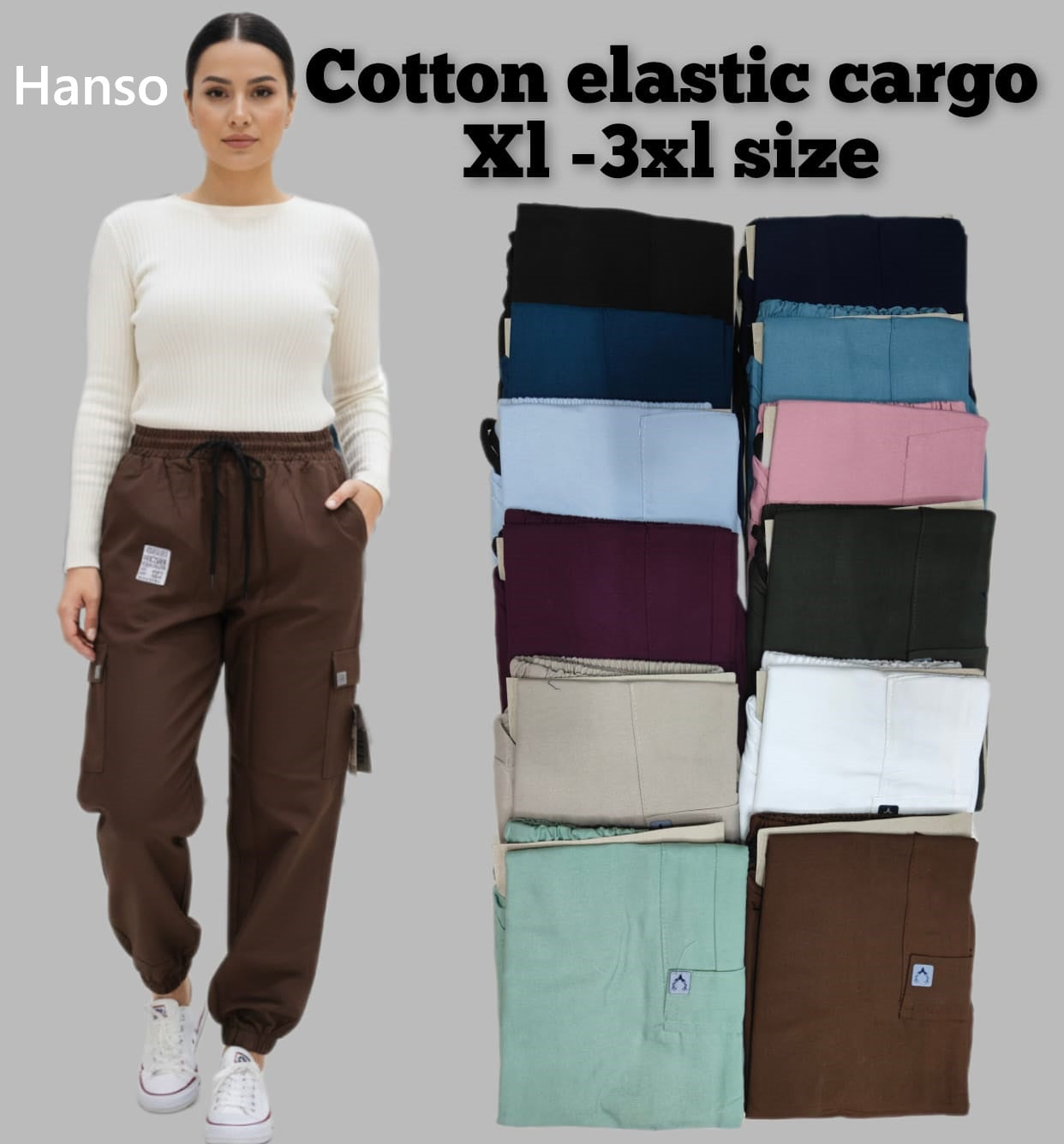 Design 060226 Hanso Cotton Women Cargo Pants Wholesale Price