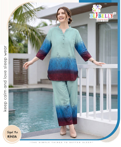 Design 060626 Belly Rayon 24Kg Co Ord Set Supplier