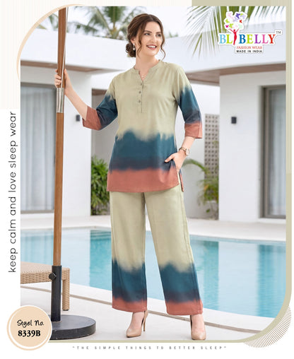 Design 060626 Belly Rayon 24Kg Co Ord Set Supplier