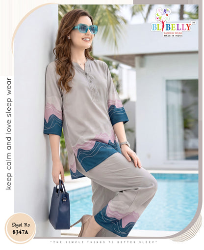 Design 060626 Belly Rayon 24Kg Co Ord Set Supplier