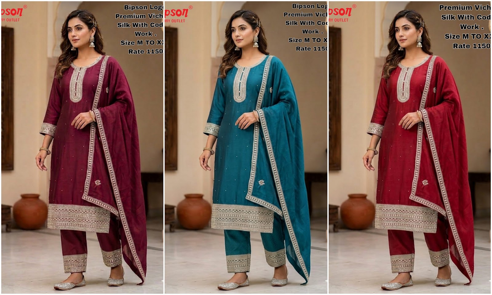 Design 060626 Bipson Prints Viscose Readymade Pant Style Suits Wholesaler Gujarat