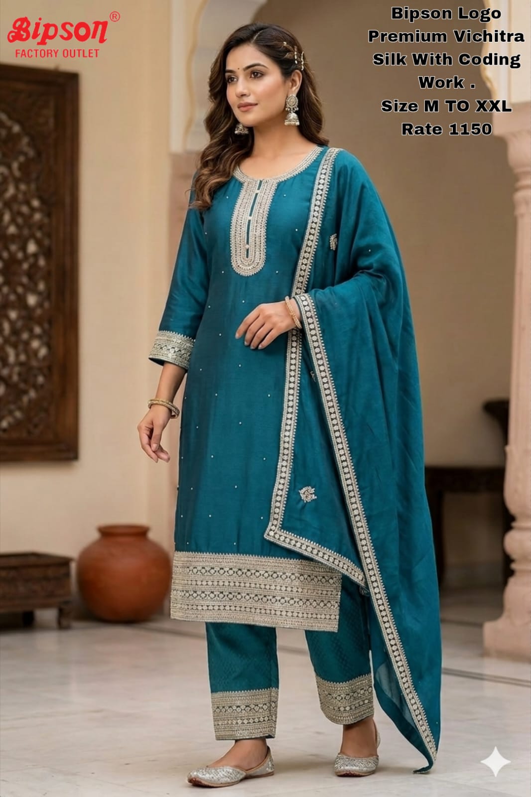 Design 060626 Bipson Prints Viscose Readymade Pant Style Suits Wholesaler Gujarat