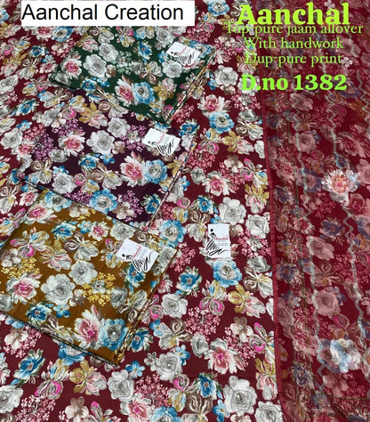 Design 0606 Aanchal Creation Pure Jaam Salwar Suits Wholesale Rate