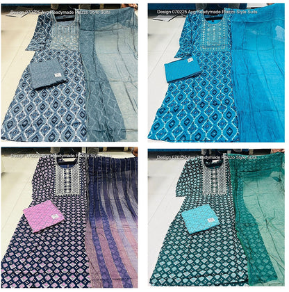 Design 070225 Ayg Rayon Readymade Plazzo Style Suits Supplier India