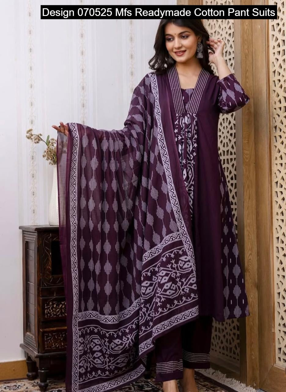 Design 070525 Mfs Readymade Cotton Pant Suits Supplier Gujarat