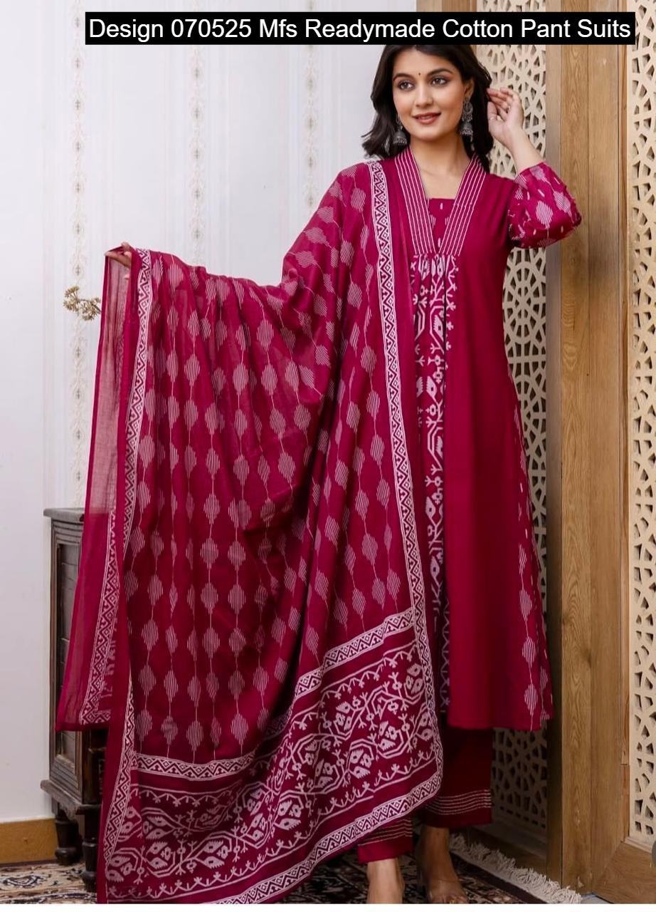 Design 070525 Mfs Readymade Cotton Pant Suits Supplier Gujarat