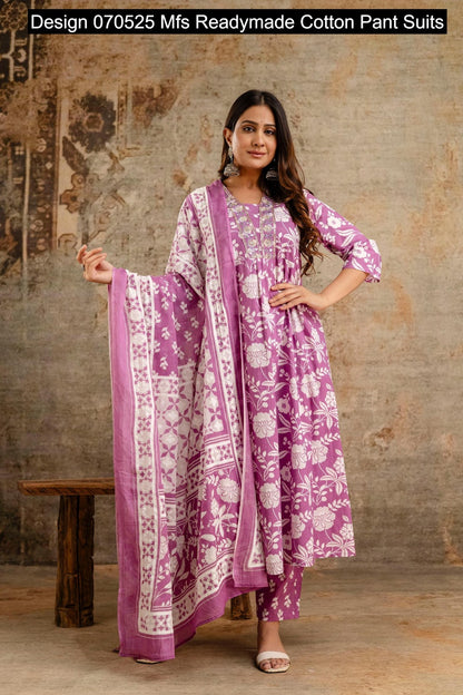 Design 070525 Mfs Readymade Cotton Pant Suits Supplier Gujarat