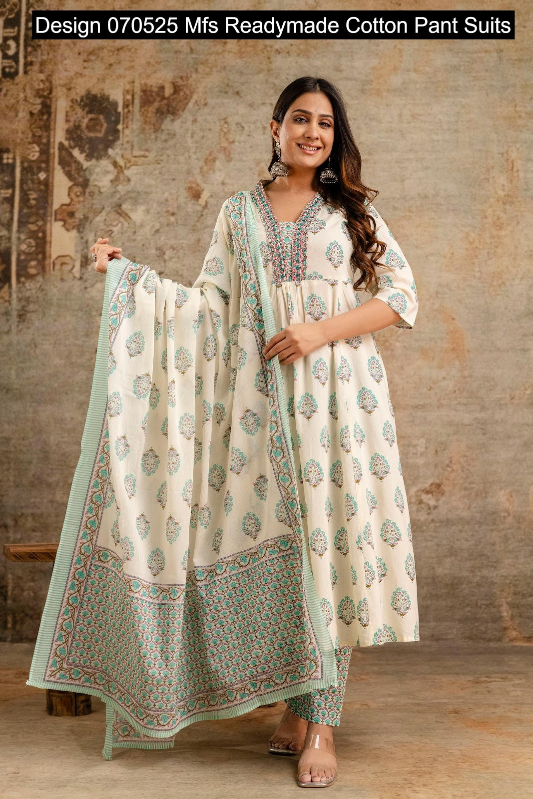 Design 070525 Mfs Readymade Cotton Pant Suits Supplier Gujarat