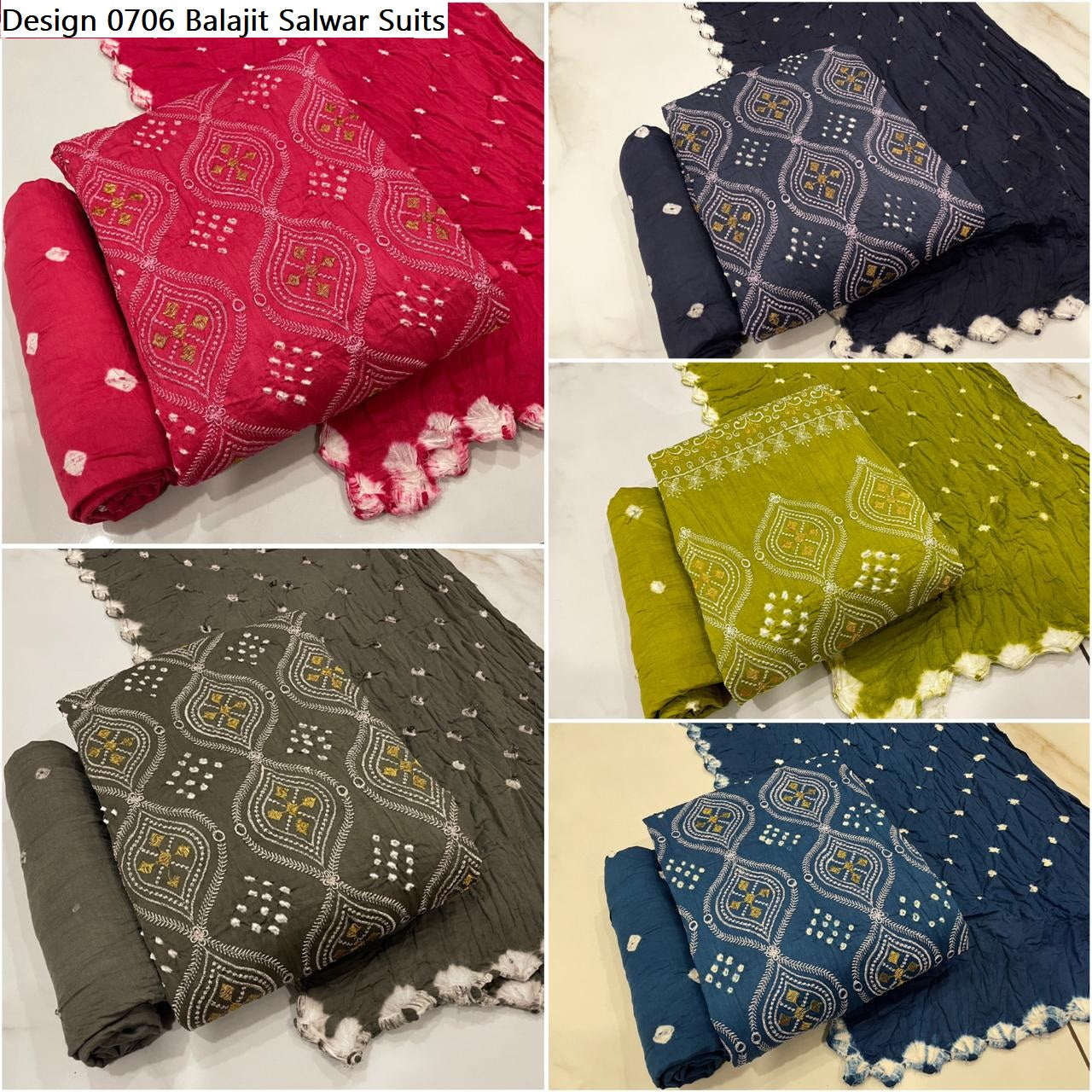 Design 0706 Balajit Cotton Sartin Salwar Suits Supplier