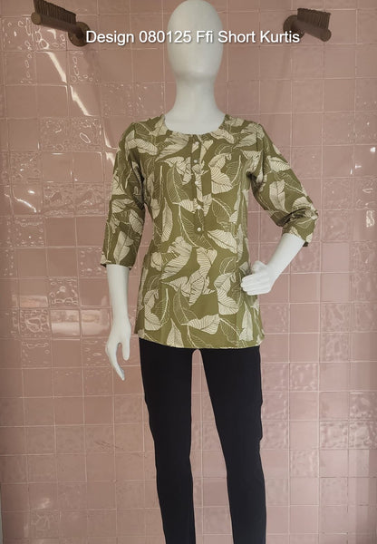 Design 080125 Ffi Rayon Short Kurtis Wholesaler Ahmedabad