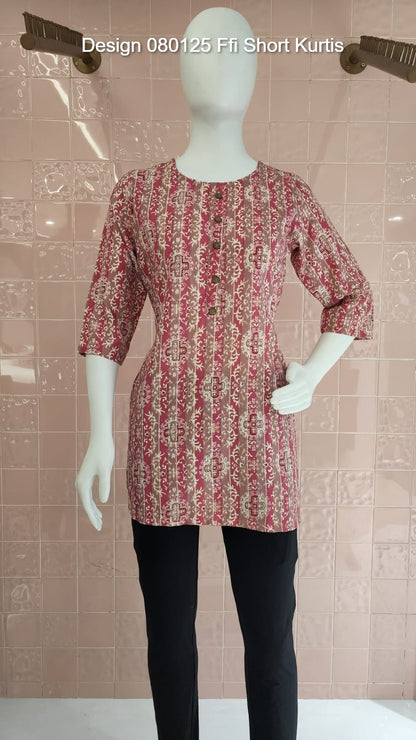 Design 080125 Ffi Rayon Short Kurtis Wholesaler Ahmedabad