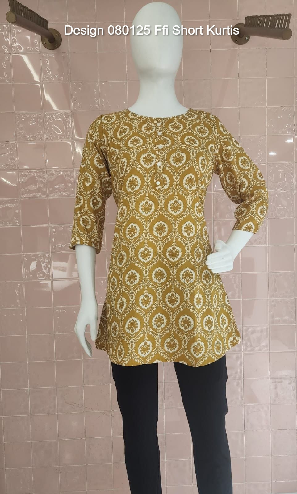 Design 080125 Ffi Rayon Short Kurtis Wholesaler Ahmedabad