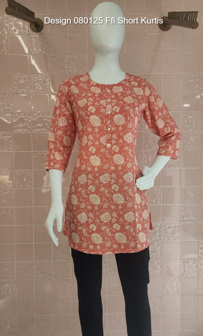 Design 080125 Ffi Rayon Short Kurtis Wholesaler Ahmedabad