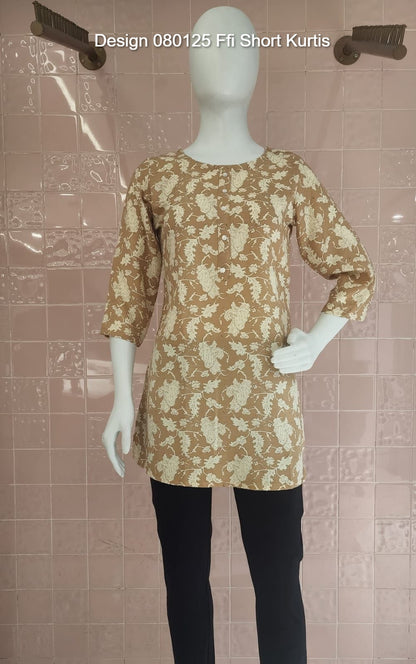 Design 080125 Ffi Rayon Short Kurtis Wholesaler Ahmedabad