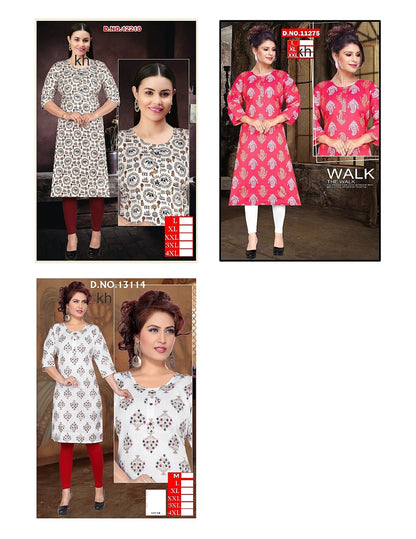 Design 080525 Kh Two Tone Knee Length Kurtis Wholesale Price