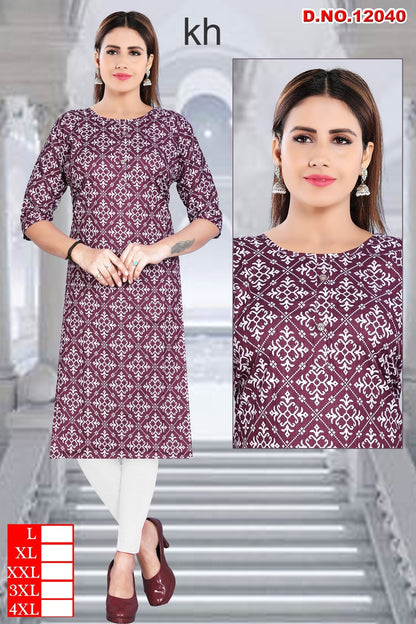 Design 080525 Kh Two Tone Knee Length Kurtis Wholesale Price