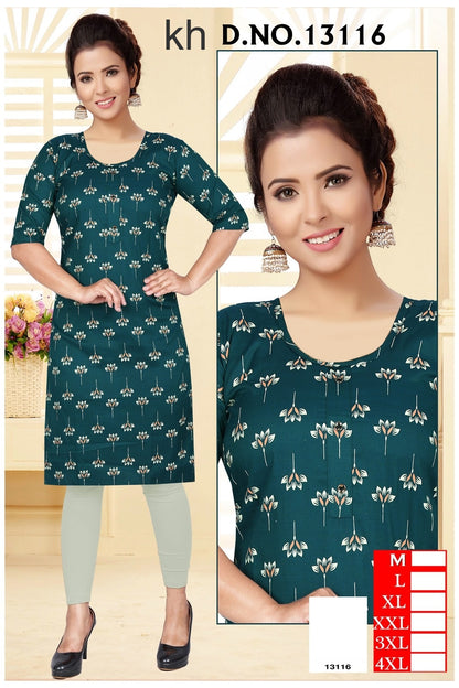 Design 080525 Kh Two Tone Knee Length Kurtis Wholesale Price