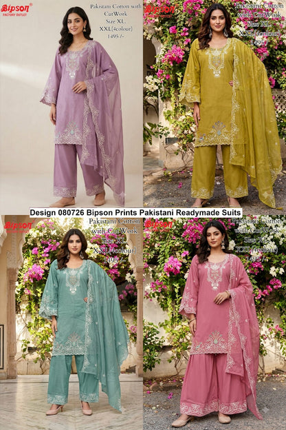 Design 080726 Bipson Prints Cotton Pakistani Readymade Suits Exporter India