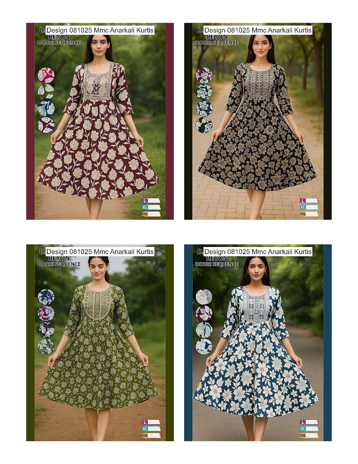 Design 081025 Mmc Reyon Anarkali Kurtis Manufacturer Ahmedabad