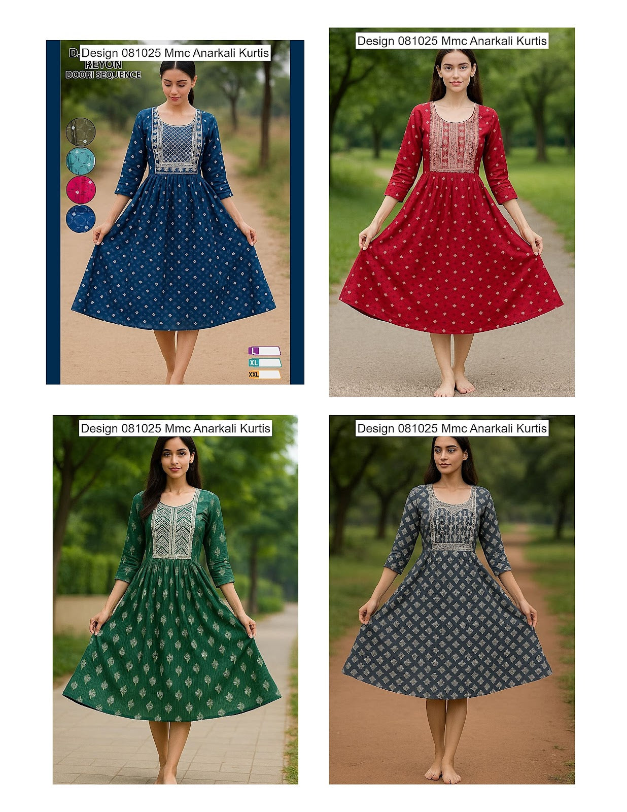 Design 081025 Mmc Reyon Anarkali Kurtis Manufacturer Ahmedabad