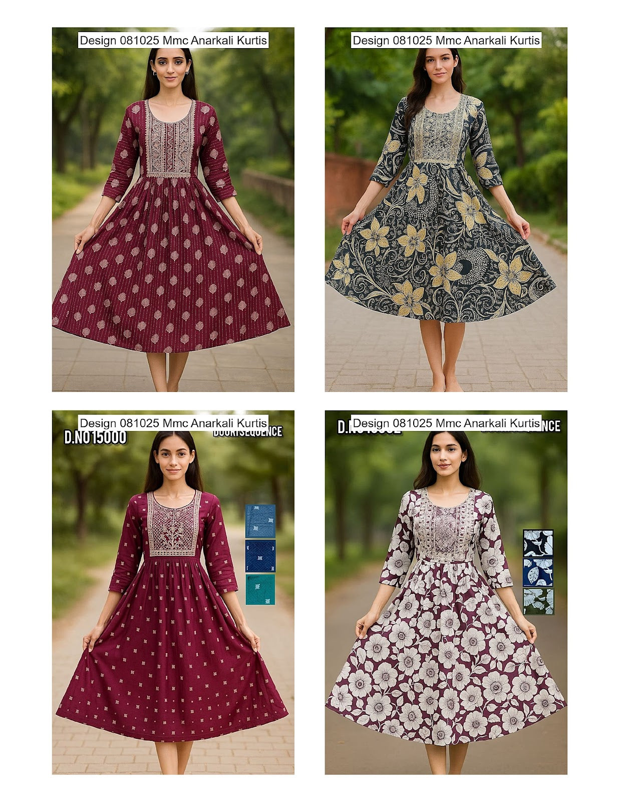 Design 081025 Mmc Reyon Anarkali Kurtis Manufacturer Ahmedabad