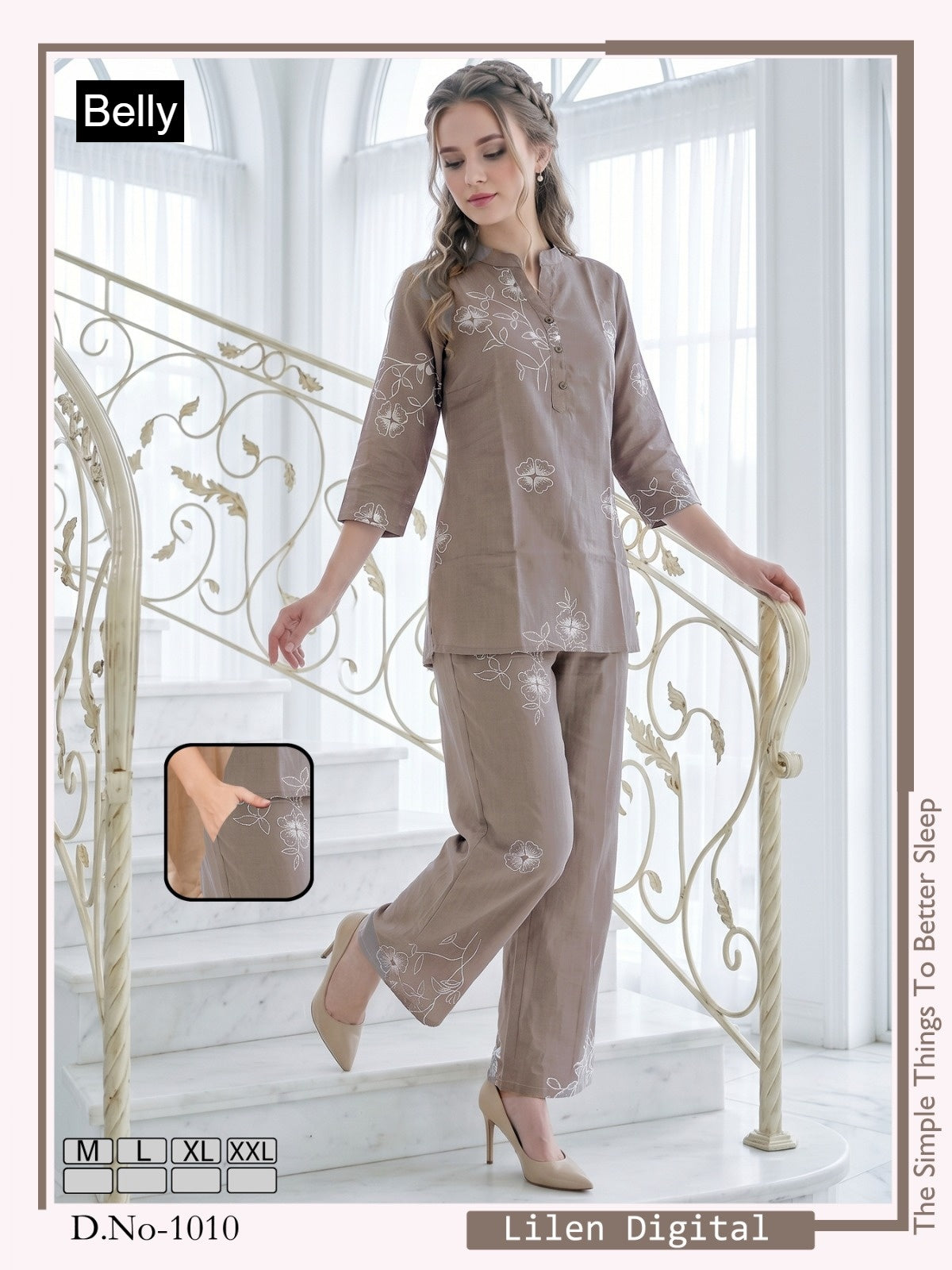Design 1001-1012 Belly Linen Co Ord Set Wholesaler Ahmedabad