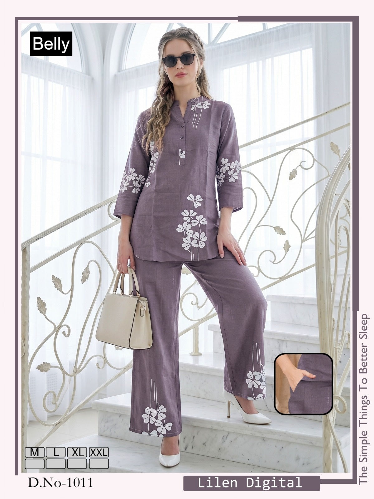 Design 1001-1012 Belly Linen Co Ord Set Wholesaler Ahmedabad