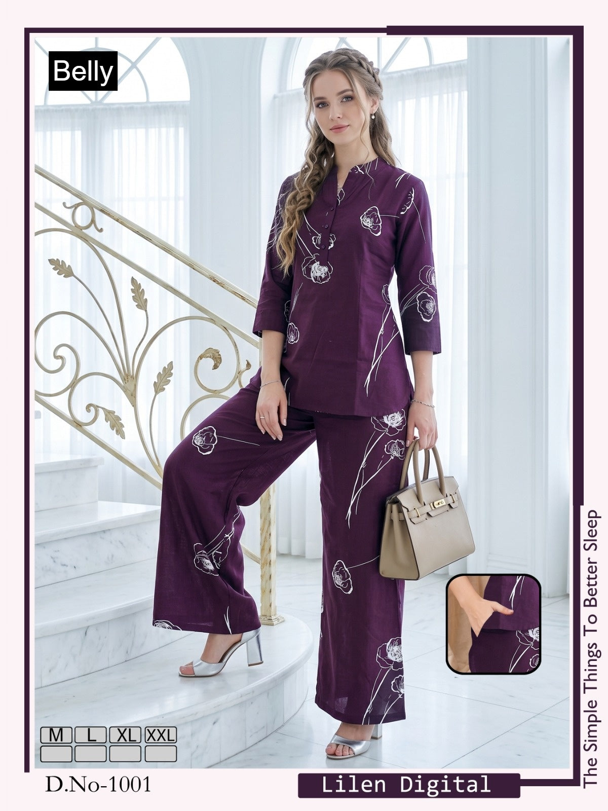 Design 1001-1012 Belly Linen Co Ord Set Wholesaler Ahmedabad