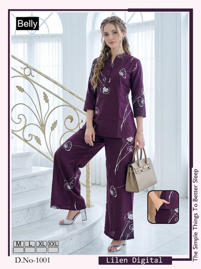 Design 1001-1012 Belly Linen Co Ord Set Wholesaler Ahmedabad