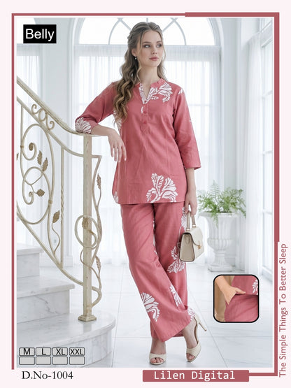 Design 1001-1012 Belly Linen Co Ord Set Wholesaler Ahmedabad