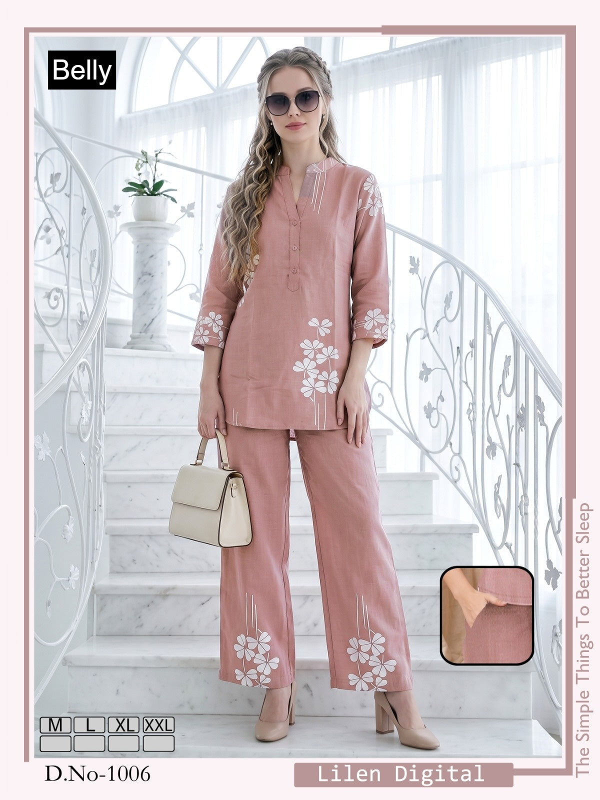 Design 1001-1012 Belly Linen Co Ord Set Wholesaler Ahmedabad