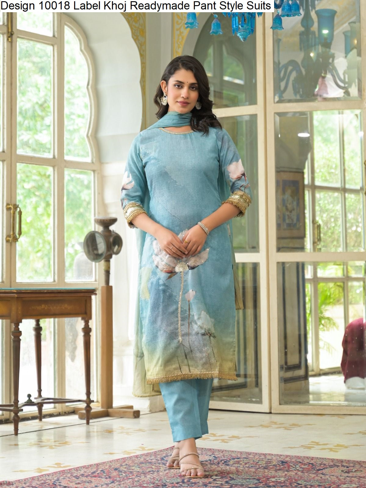Design 10018 Label Khoj Lilen Readymade Pant Style Suits Wholesale Price