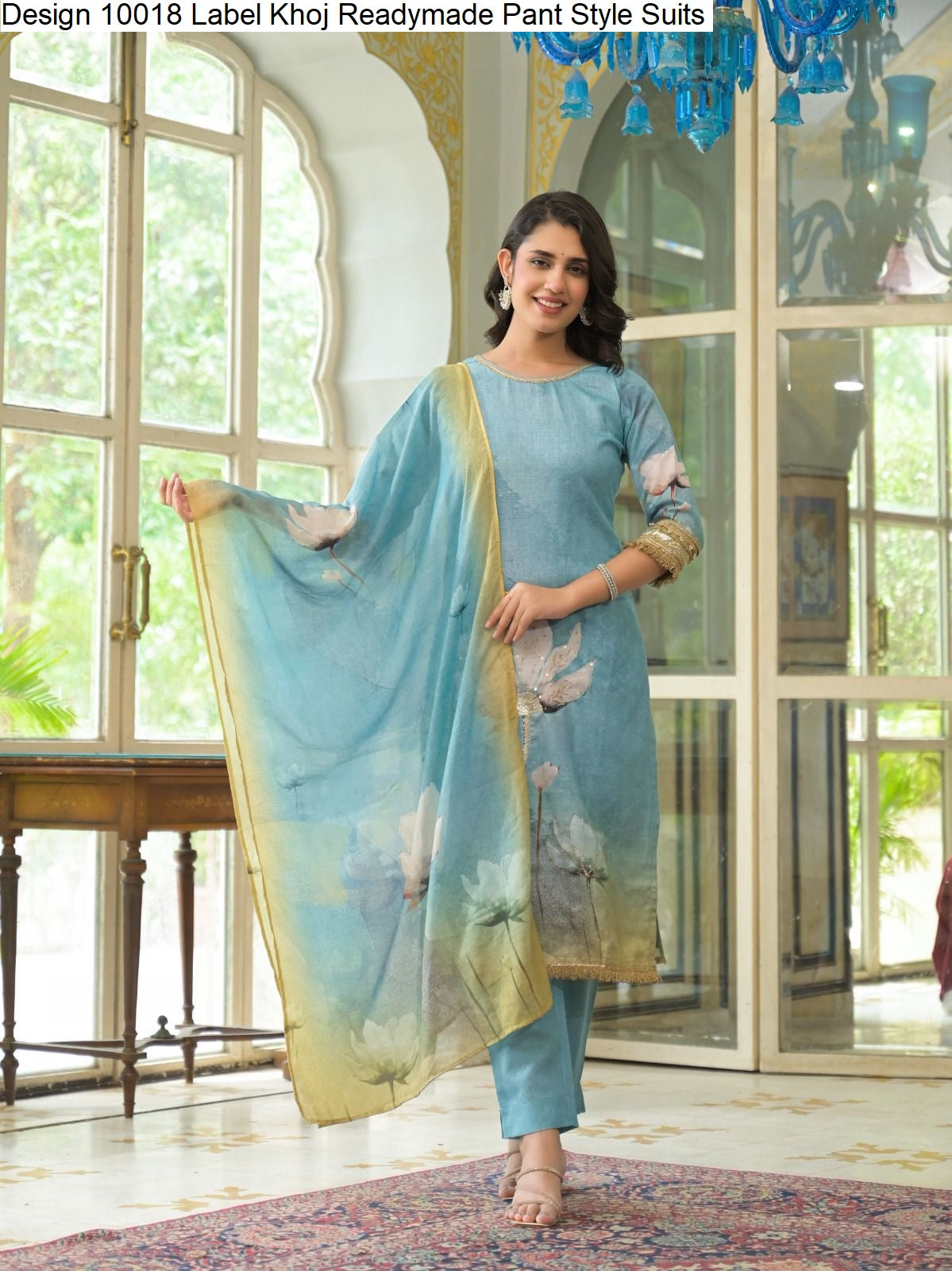 Design 10018 Label Khoj Lilen Readymade Pant Style Suits Wholesale Price