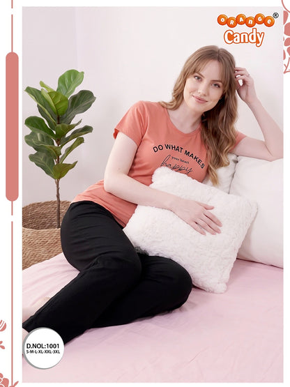 Design 1001 Orange Candy Pyjama Night Suits Wholesaler Gujarat