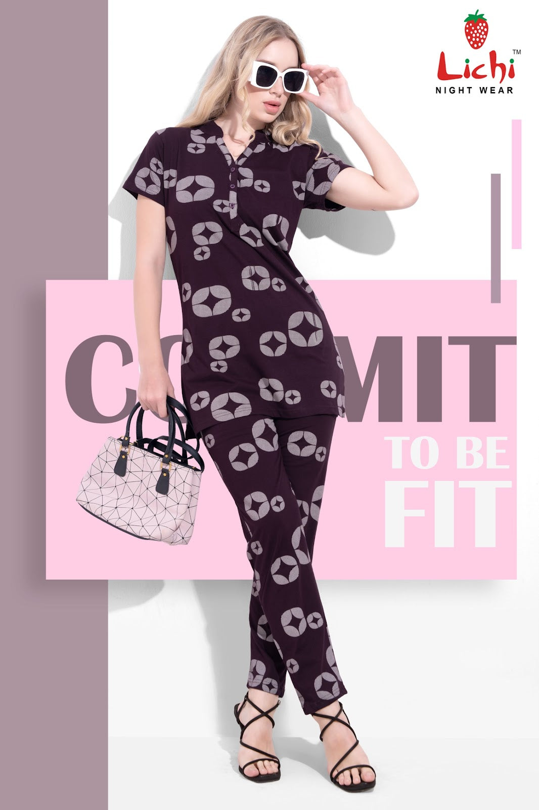 Design 100325 Lichi Hosiery Kurta Night Suits Supplier Gujarat