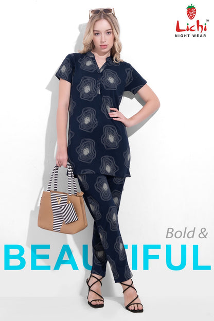 Design 100325 Lichi Hosiery Kurta Night Suits Supplier Gujarat