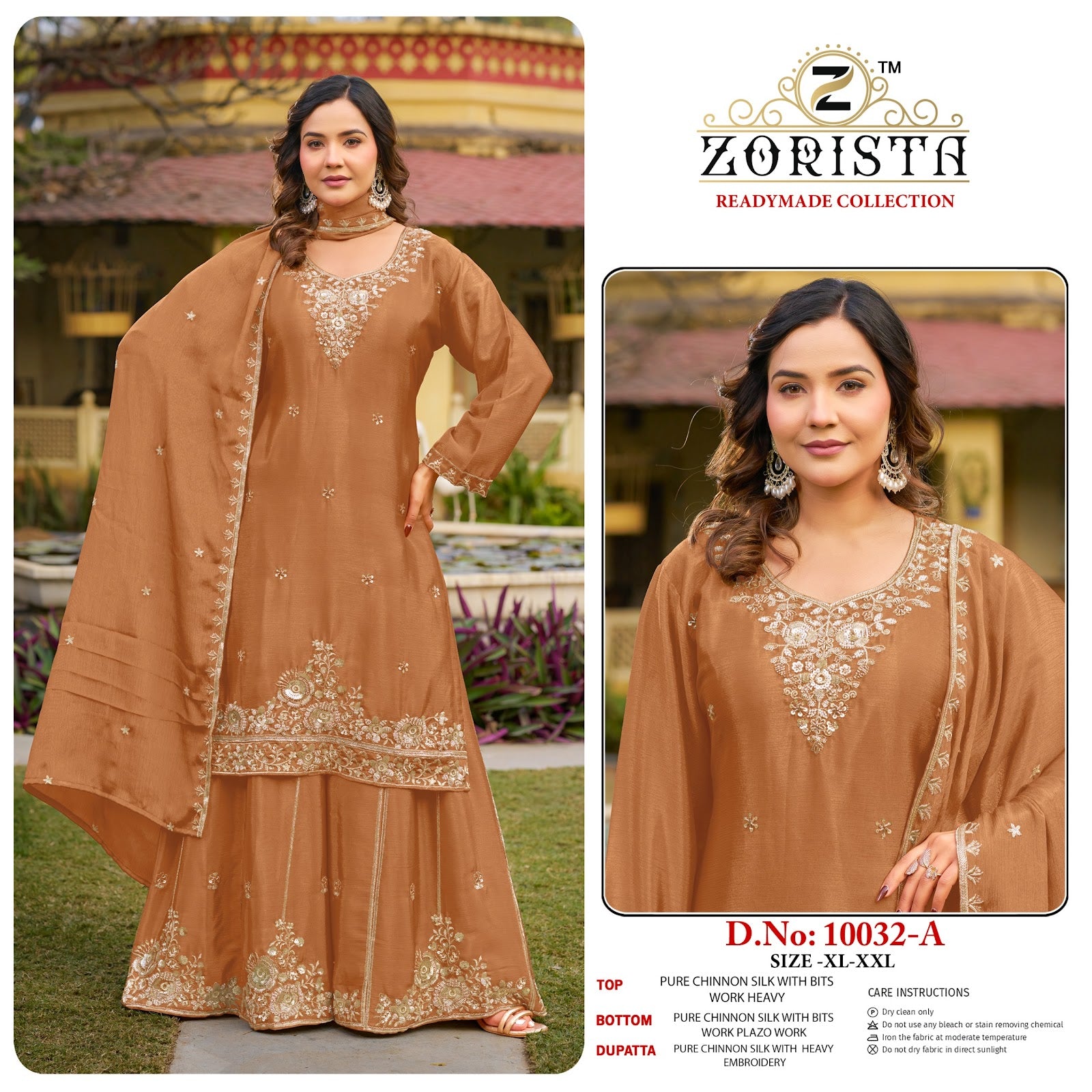 Design 10032 Zorista Chinon Silk Pakistani Readymade Suits Wholesale Price