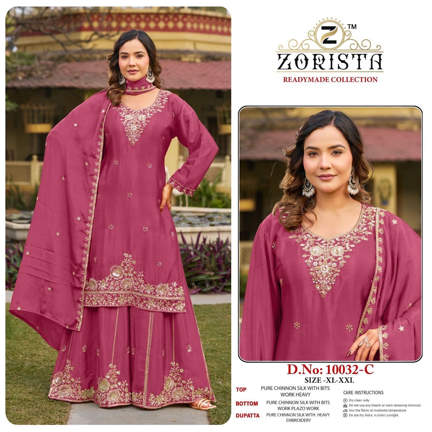 Design 10032 Zorista Chinon Silk Pakistani Readymade Suits Wholesale Price